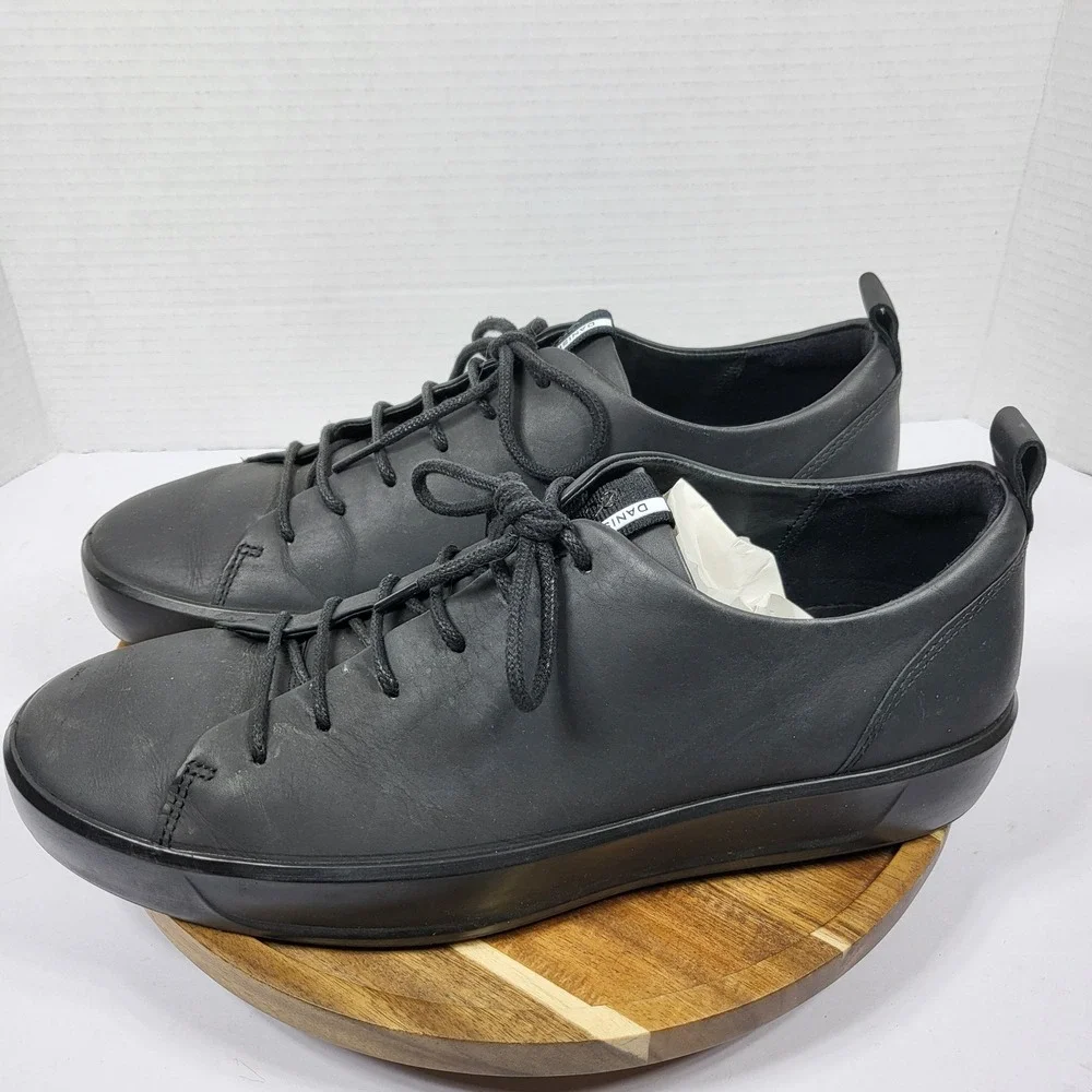 ECCO Soft 8 Mens Black Leather Sneakers Danish Design 440504-11001 Size 44 US 10